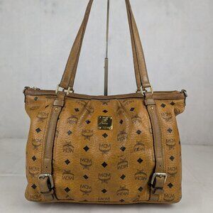 Share Authentic MCM Visetos Leather Shoulder Bag Tote Bag Mustard Made in Korea